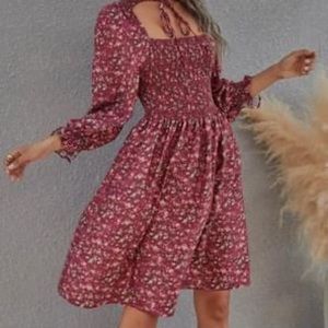 Floral print backless dress